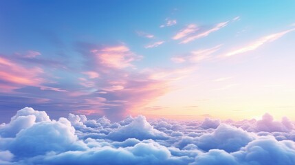 Sunset with blue sky and white clouds, perfect for serene backgrounds, Ai Generated
