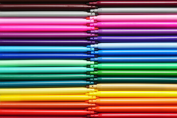 Multicolored Felt-Tip Pens, close-up. Colorful markers pens