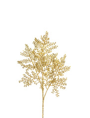 golden glitter leaves decoration leaves on white background.