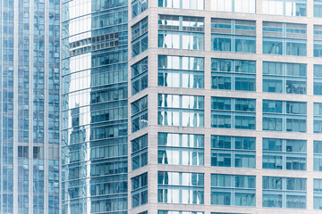 Fototapeta na wymiar blue Glass Windows Insulation Modern Building Facade