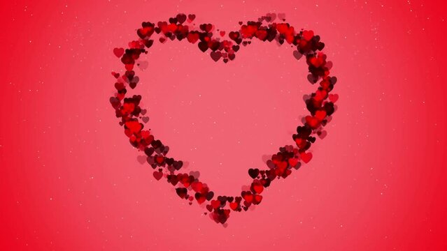 Valentine's Day Heart Animation, Heart Tunnel 4K Video,LOVE colorful hearts changing color on Vertical border on pink background for Valentine's