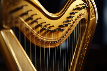 Concert closeup sound harp musical melody instrument classical detail string