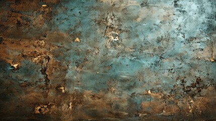  a rusted metal surface with a blue and brown pattered pattered paint on the top and bottom of the surface.