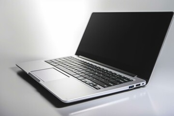 A laptop computer with a white background. Generative AI