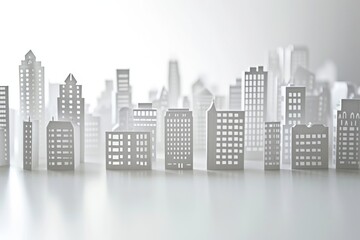city building paper cut out on a white background