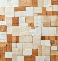 various white and brown paper notes stuck on the wall
