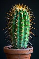 cactus in a pot on a black background