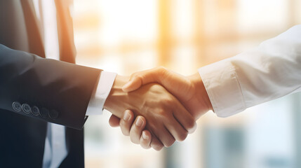 A successful businessman shaking hands after a good deal_Generative AI