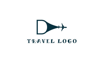  letter D logo design incorporated plane. Minimalist and modern vector illustration design suitable for business. Airline, airplane, aviation, travel logo template.