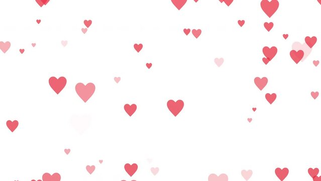 Red hearts on white background. Valentines and Wedding day blinking background Animation 4k Overlay animation. 