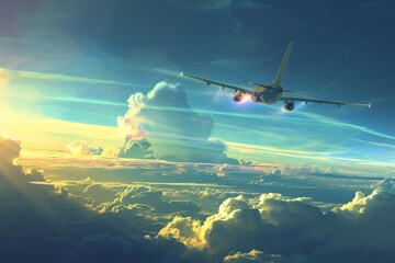 a plane is flying over a cloud in a beautiful sky