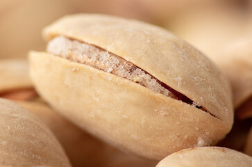 Fresh pistachios as a background. Macro