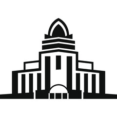 A Building silhouette icon simple vector black and white illustrations