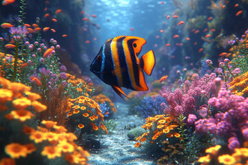 Beautiful and Cute Animals on the Seabed - obrazy, fototapety, plakaty
