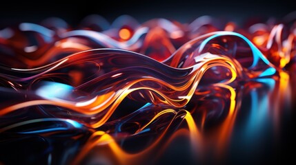  a group of colorful lines that are in the shape of a wave of liquid or liquid on a black background.