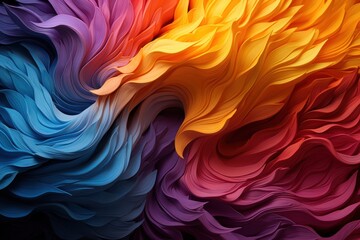  a close up of a multicolored wallpaper with a wavy design on the bottom half of the wall. - obrazy, fototapety, plakaty