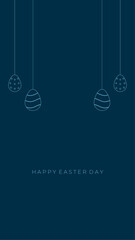 Happy Easter Day Simple Greeting Line Art Style Vertical