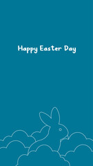 Happy Easter Day With Bunny Line Art Style Vertical
