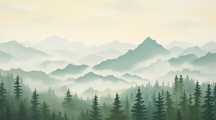  landscape of a forest in mountains