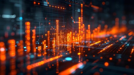 Obraz premium dynamic charts and graphs showcasing positive financial growth. digital graphs of business growth. business charts, digital technology and business concept