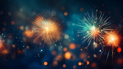 Fototapeta premium Fireworks background for celebration, holiday celebration concept