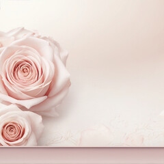 Template with pink rose on paper. AI