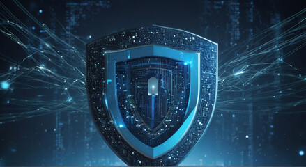 Data protection in 3d render. AI