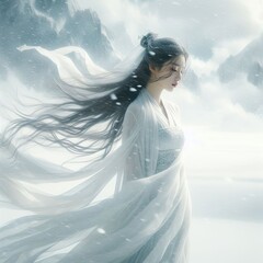 Classical Chinese beauty in the snow with Generative AI.