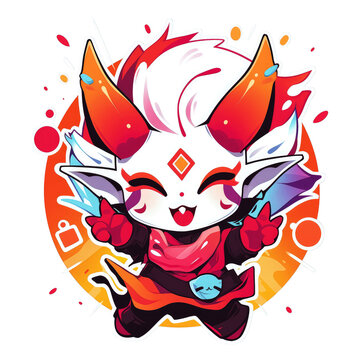 Cute monster game hero with fire element. Strong monster game character image transparent