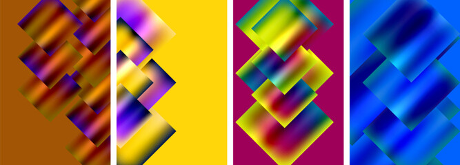 Colorful metal square abstract poster backgrounds