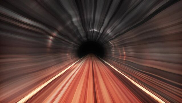 Abstract 3d tunnel animation. view of the subway tunnel. Movement in a circular tunnel creates a hypnotic effect