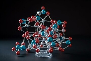 Scientific molecule, molecular DNA structure model. Nanotechnology, molecule model image. Generative AI