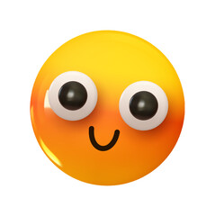 Smiling Face Emoji. Emotion 3d cartoon icon. Yellow round emoticon. Vector illustration