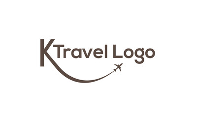 Letter K Travel Logo Concept With Paper Plane Icon Vector Template