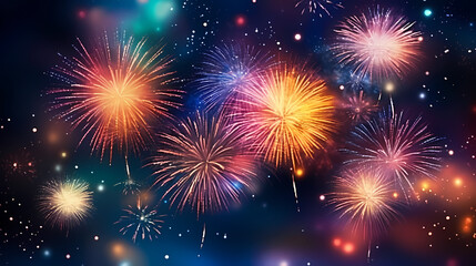 Fototapeta premium Beautiful creative holiday background with fireworks and sparkles