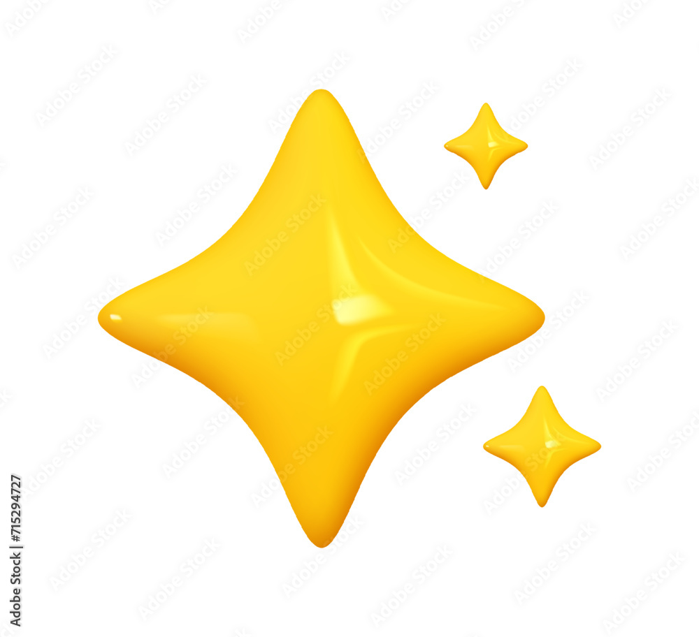 Wall mural emoji three stars. emotion 3d cartoon icon. yellow emoticon. vector illustration