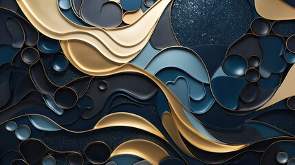 Mesmerizing metallic foiling abstract background, a mix of shapes and metallic tones, a visually rich and stylish composition Ai Generative - obrazy, fototapety, plakaty