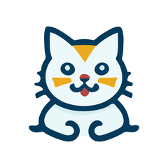 Simple minimalist cartoon cute cat logo.