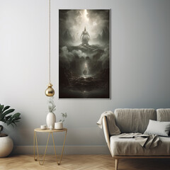 mystical picture on the wall in a room