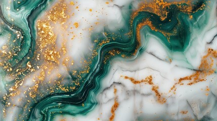 Luxurious background with a seamless pattern of white gold and emerald marble