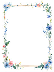 Fototapeta premium birthday-frame-rendered-in-minimalist-style-watercolor-illustration-no-background-notes-floating