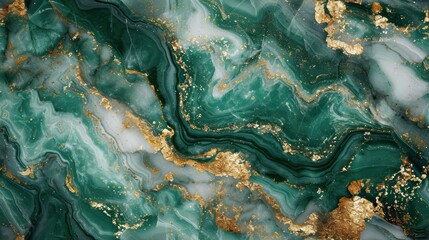 Luxurious background featuring a seamless pattern of white gold and emerald marble