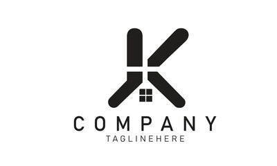 Travel logo with letter and plane shape. Letter K Bridge logo design vector template