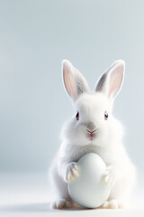 white rabbit with easter eggs