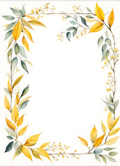 yellow-leafy-frame-minimalist-watercolor-illustration-sharp-focus-intricate-details-no-back