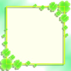 St Patrick's Day Clover Background, lucky green clover leaves background with blank card