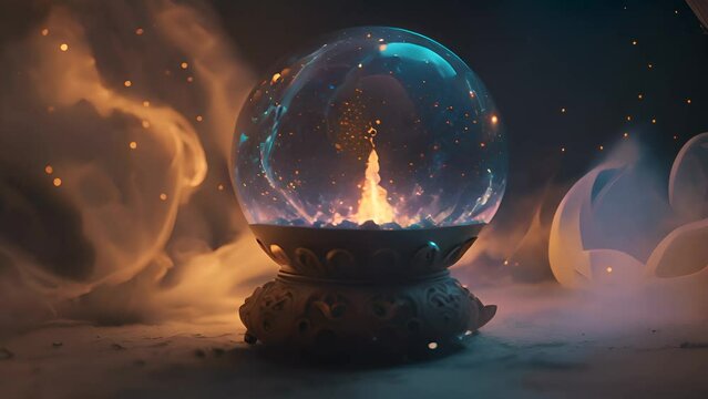 Magic crystal ball, glowing fortune teller sphere. Mystic background concept.