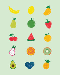 Simple and Unique Fruits Illustration Design Set