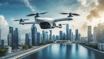 Naklejka premium Above and Beyond: Future Air Transportation Banner Concept