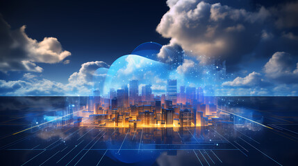 Fototapeta premium Cloud Vortex: A Portal to Digital Dimensions